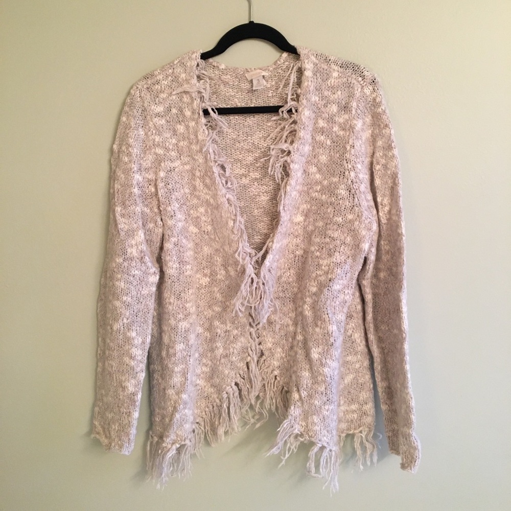 Chico’s grey and white cardigan sweater
